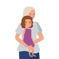 grootmoeder met kleindochter avatar karakter vector