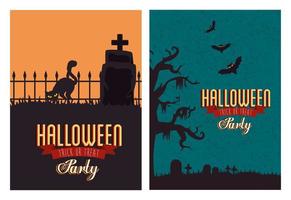 set poster van feest halloween met decoratie vector