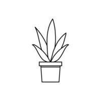 plant in huis pot lijn stijlicoon vector