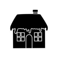 silhouet van huis met sneeuw geïsoleerd pictogram vector