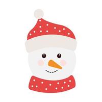 hoofd van sneeuwpop karakter vrolijk kerstfeest vector