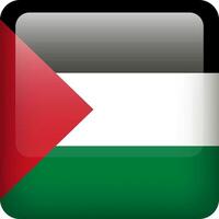 3d vector Palestina vlag glanzend knop. Palestijn nationaal embleem. plein icoon knop Palestina