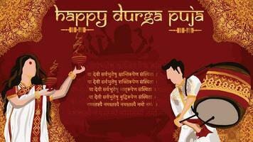 godin maa durga in gelukkig durga poeja, dussehra, en navratri viering concept voor web banier, poster, sociaal media na, en folder reclame vector