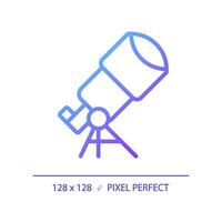 telescoop pixel perfect helling lineair vector icoon. ster staren. ruimte ontdekking. astronomie onderwijs. dun lijn kleur symbool. modern stijl pictogram. vector geïsoleerd schets tekening