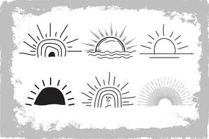 zonsondergang hand- getrokken illustraties vector eps , creatief borstel kunsten