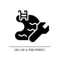 2d pixel perfect glyph stijl zwemmen zwembad onderhoud icoon, geïsoleerd vector, gemakkelijk silhouet illustratie vertegenwoordigen loodgieter. vector