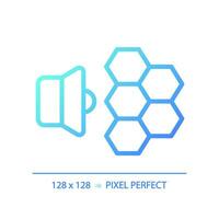 2d pixel perfect helling geluiddicht behang helling icoon, geïsoleerd vector, geluidsisolatie blauw dun lijn illustratie. vector