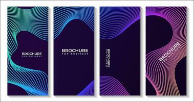 reeks van brochures met abstract donker achtergrond kleurrijk lijnen vector