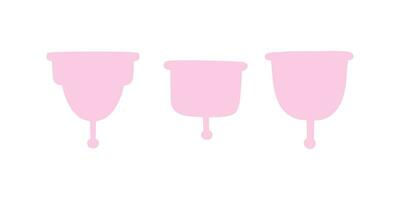 menstruatie- cups van verschillend vormen en maten. ecologisch middelen van hygiëne. vector illustratie in vlak stijl.