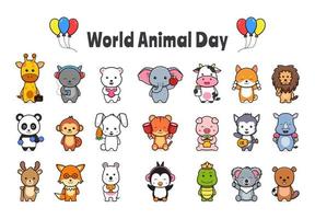 set collectie van wereld dieren dag viering cartoon illustratie vector