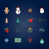 Kerstmis kleur vlak icoon met bal, boom, ster, bel. bewerkbaar vector illustratie voor ansichtkaart
