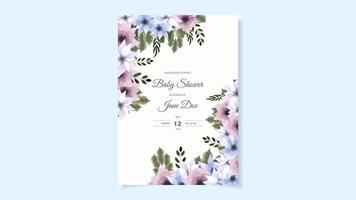 baby shower bloemen uitnodigingskaart voor baby jongens of meisjes. schattige bloemen vector