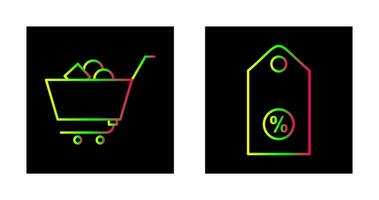 boodschappen doen kar en korting label icoon vector