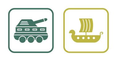 infanterie tank en viking schip icoon vector