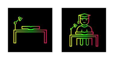 studie bureau en aan het studeren Aan bureau icoon vector