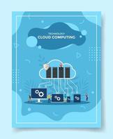 technologie cloud computing mensen rond de server vector