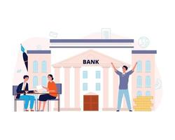 bankovereenkomst lening, man ondertekent contract met manager financiën