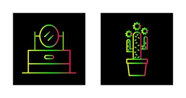 ijdelheid spiegel en cactus icoon vector