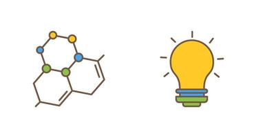 molecuul en licht lamp icoon vector