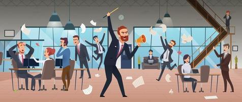 zakenman schreeuwen in kantoor chaos deadline stress managers aan het werk vector