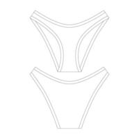 sjabloon hoog besnoeiing bikini ondergoed vector illustratie vlak ontwerp schets kleding verzameling