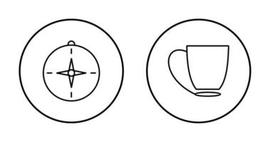 kompas en koffie kop icoon vector