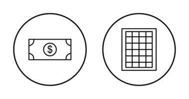 dollar Bill en tafel van tarieven icoon vector