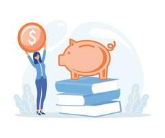 financieel opleiding, tekens investeren geld in onderwijs en kennis. persoonlijk financiën beheer en financieel geletterdheid, vlak vector modern illustratie