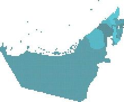 blauwe cirkel verenigde arabische emiraten kaart op witte achtergrond. vector