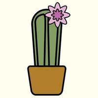 eenvoud cactus plant omtrek tekenen plat ontwerp. vector