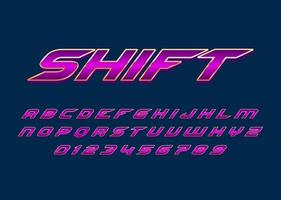 racegame-stijl aangepast lettertype alfabet en nummer vector