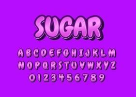 candy-stijl lettertype-stijleffect, set alfabet en nummer vector