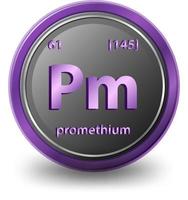 promethium chemisch symbool met atoomnummer en atoommassa vector