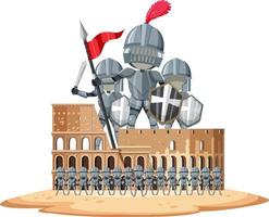 ridder en colosseum op witte achtergrond vector