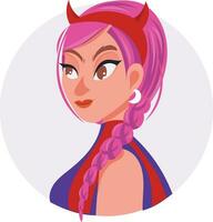 meisje blauw tekenfilm meisje vector illustratie jong karakter gezicht, halloween idee vrouw met roze haar, mooi portret avatar in sociaal media kostuum partij