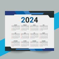 minimaal stijl 2024 bladzijde kalender voor nieuw jaar sjabloon ontwerp vector