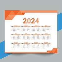 minimaal stijl 2024 bladzijde kalender voor nieuw jaar sjabloon ontwerp vector