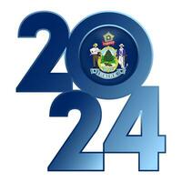2024 banier met Maine staat vlag binnen. vector illustratie.