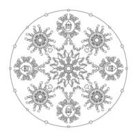 Kerstmis mandala. de kerstman hoofd, luxe sneeuwvlokken en weinig harten. Kerstmis kleur bladzijde. vector