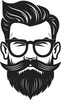 met bakkebaarden maven zwart vector portret van artistiek chique bewerkte creaties monochromatisch vector presentatie van hipster flair