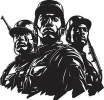 schildwachten in schaduwen zwart vector portret van stil beschermers plicht in duisternis monochroom kunst vieren de moed van soldaten
