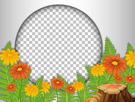 rond frame met tropische bloemen en bladerensjabloon vector