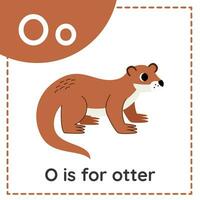 aan het leren Engels alfabet voor kinderen. brief O. schattig tekenfilm Otter. vector