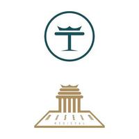 oude pijler kolommen grieks rome athene historisch gebouw logo vector