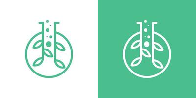 logo ontwerp combineren de vorm van een laboratorium glas met planten. vector