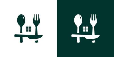 logo ontwerp combineren de vorm van een huis met een lepel, geschikt voor een restaurant logo. vector