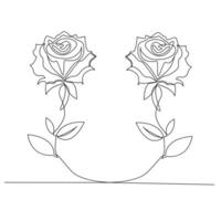 doorlopend een lijn roos bloem schets vector kunst tekening