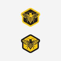 bij en honing logo vector ontwerp en insect dier illustratie