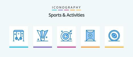 sport- en activiteiten blauw 5 icoon pak inclusief sport. veld. shuttle. het schieten doelwit. in de roos. creatief pictogrammen ontwerp vector