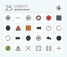 symbolen pijlen 25 lijn gevulde icoon pak inclusief fout. verbergen. annuleren. verwijderen. verbergen vector